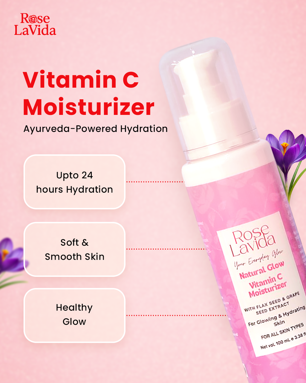 Natural Glow Vitamin C + E Moisturizer - With 8 Plant Herbs | For All Skin Types | Women & Men