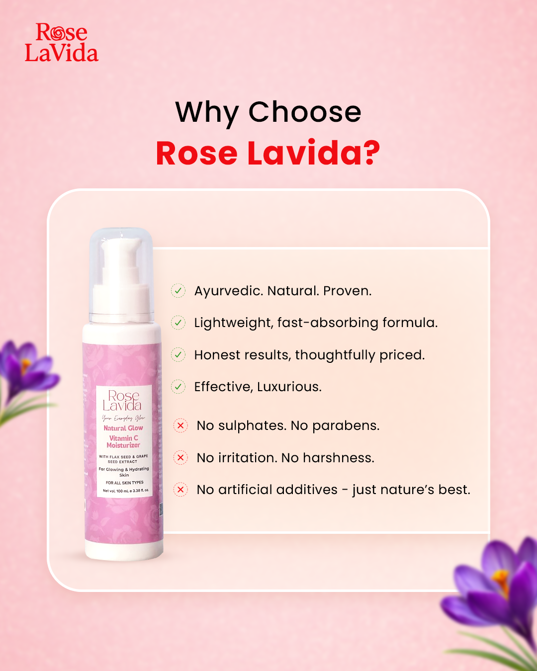 Natural Glow Vitamin C + E Moisturizer - With 8 Plant Herbs | For All Skin Types | Women & Men