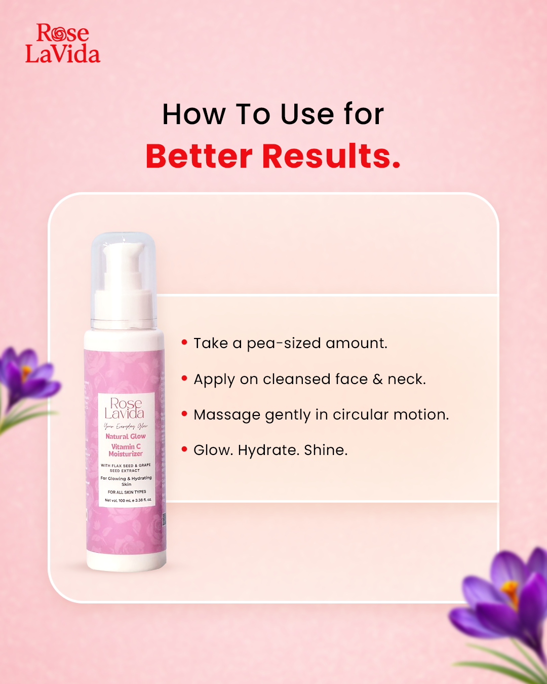 Natural Glow Vitamin C + E Moisturizer - With 8 Plant Herbs | For All Skin Types | Women & Men